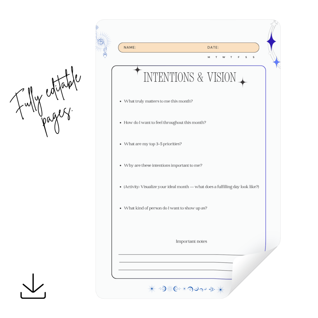 Monthly Reset & Intentions Journal