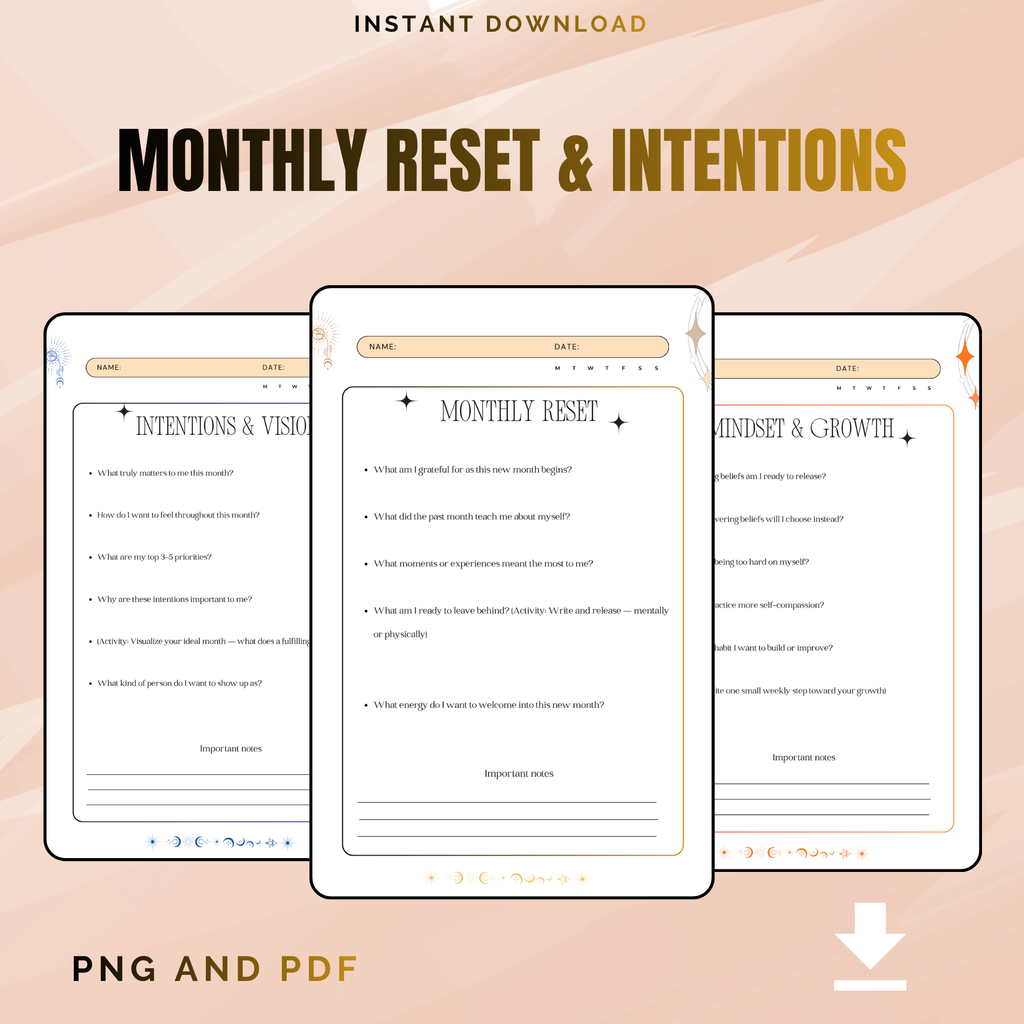 Monthly Reset & Intentions Journal